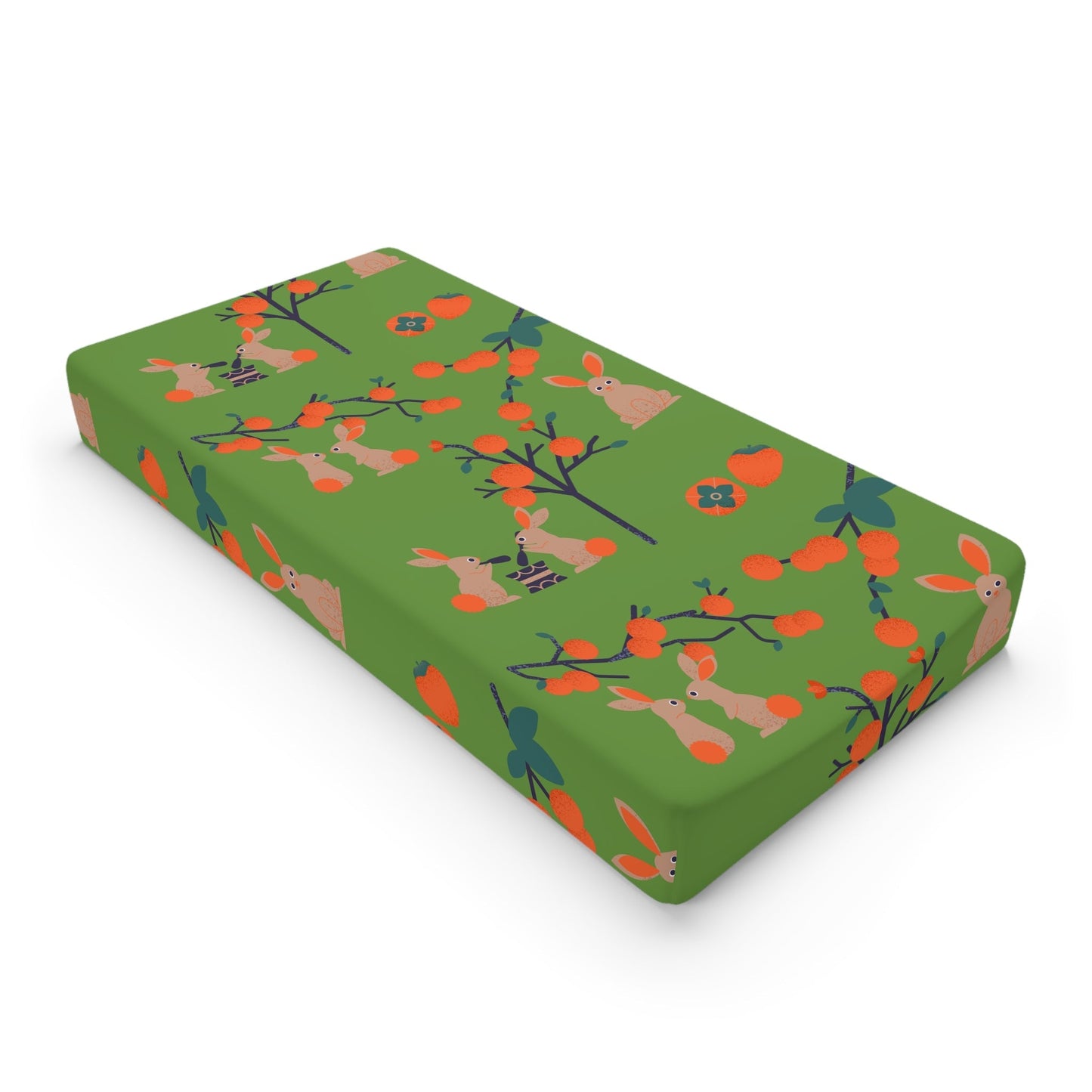 Baby Changing Pad Cover - Bunnies & Persimmons - Nanalili