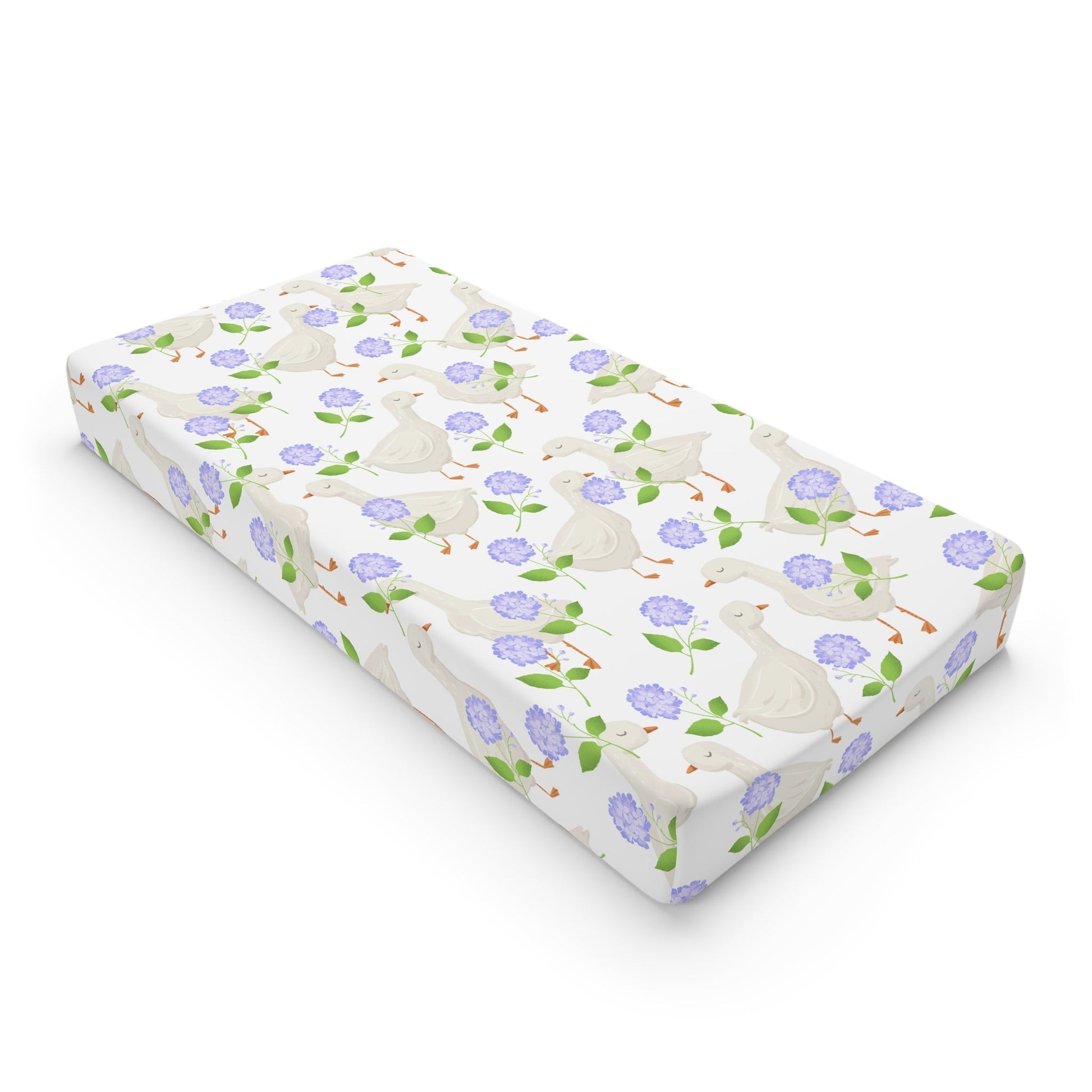 Baby Changing Pad Cover - Geese & Hydrangeas - Nanalili