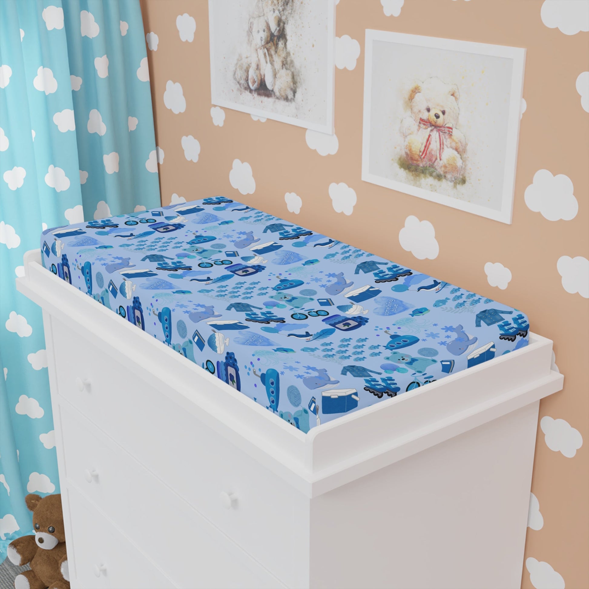 Baby Changing Pad Cover - Something Blue - Nanalili