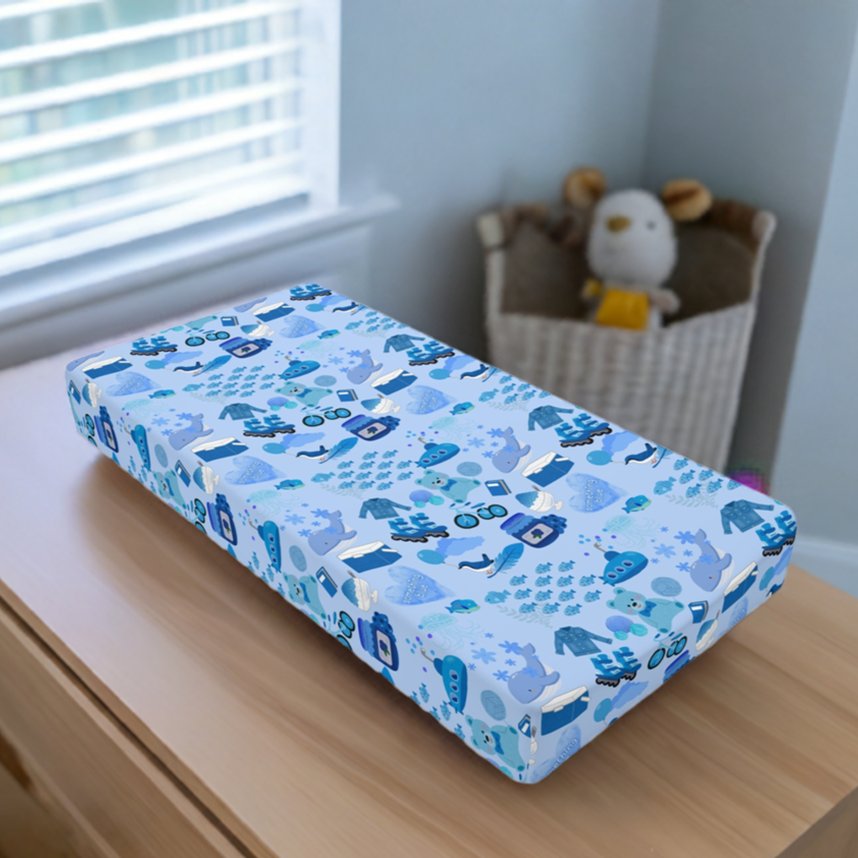 Baby Changing Pad Cover - Something Blue - Nanalili