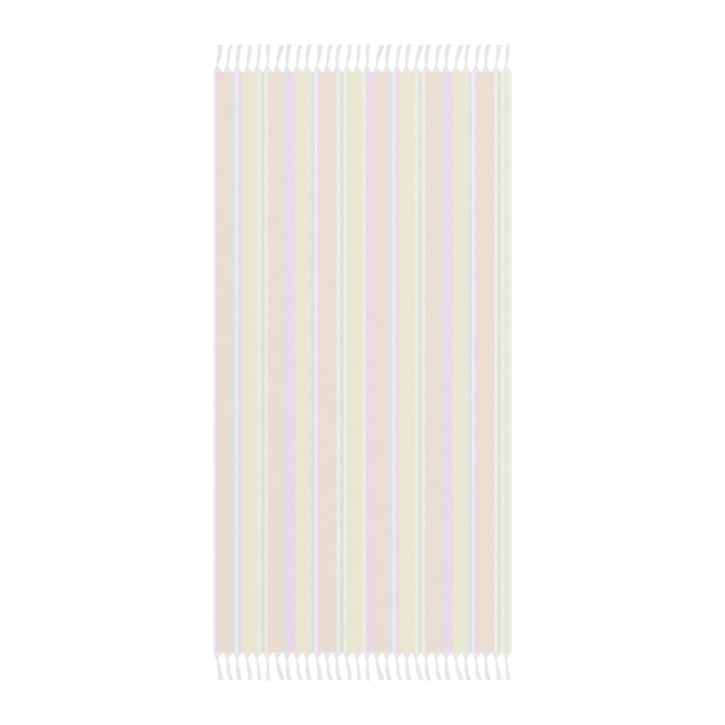 Beach Towel with Knotted Tassels - Happy Stripes Citrus Bubble Gum - Nanalili