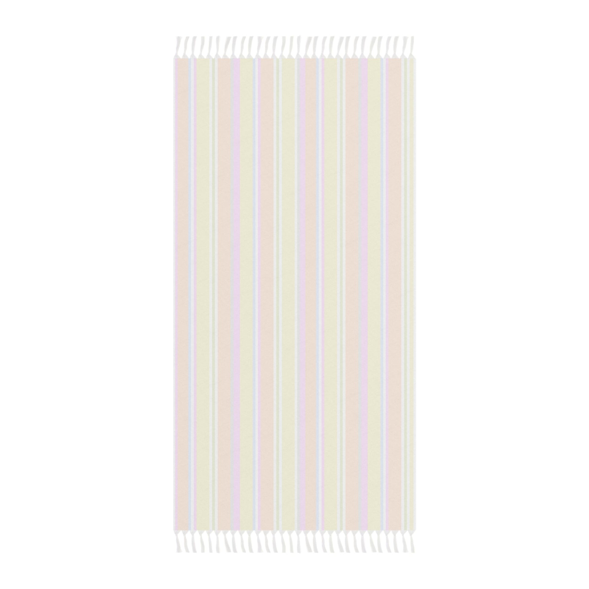 Beach Towel with Knotted Tassels - Happy Stripes Citrus Bubble Gum - Nanalili