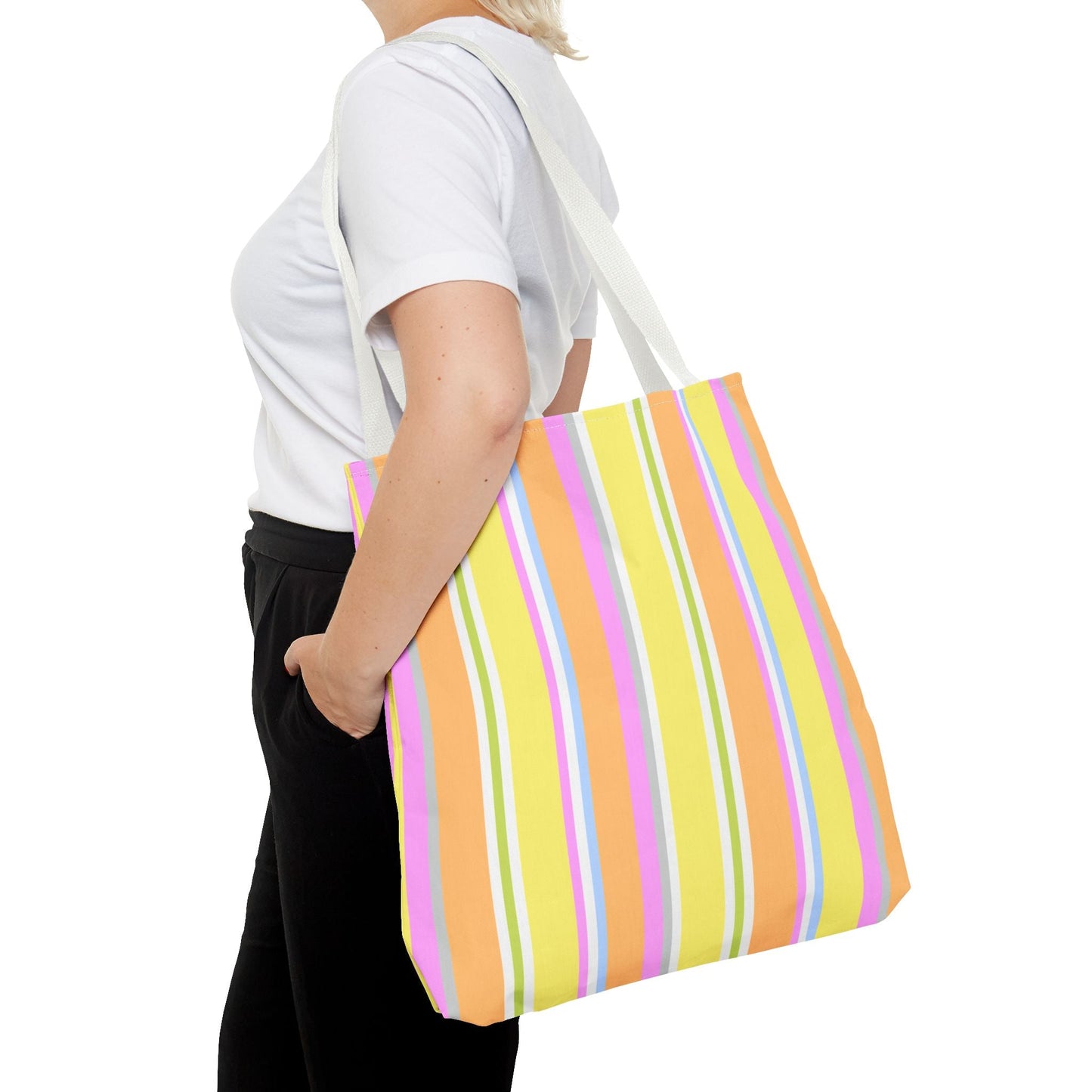 Happy Stripy Tote Bag - Citrus Bubble Gum - Nanalili