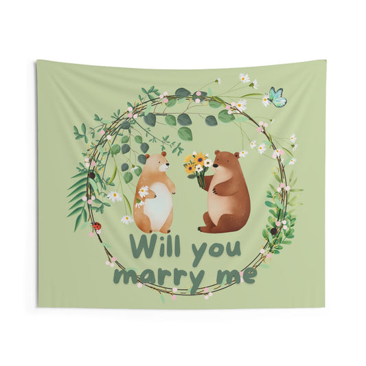 Indoor Wall Tapestries - Marry Me Theme Bears - Nanalili