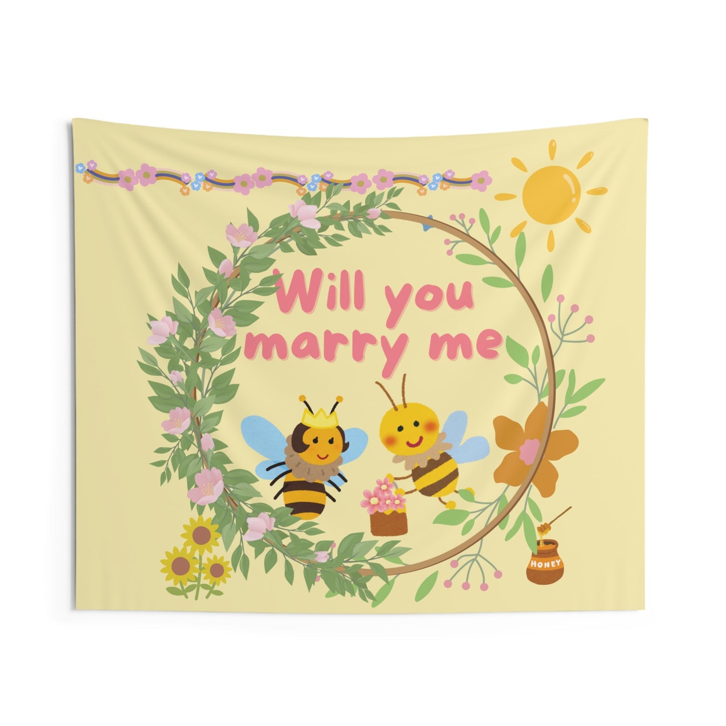 Indoor Wall Tapestries - Marry Me Theme Bees - Nanalili