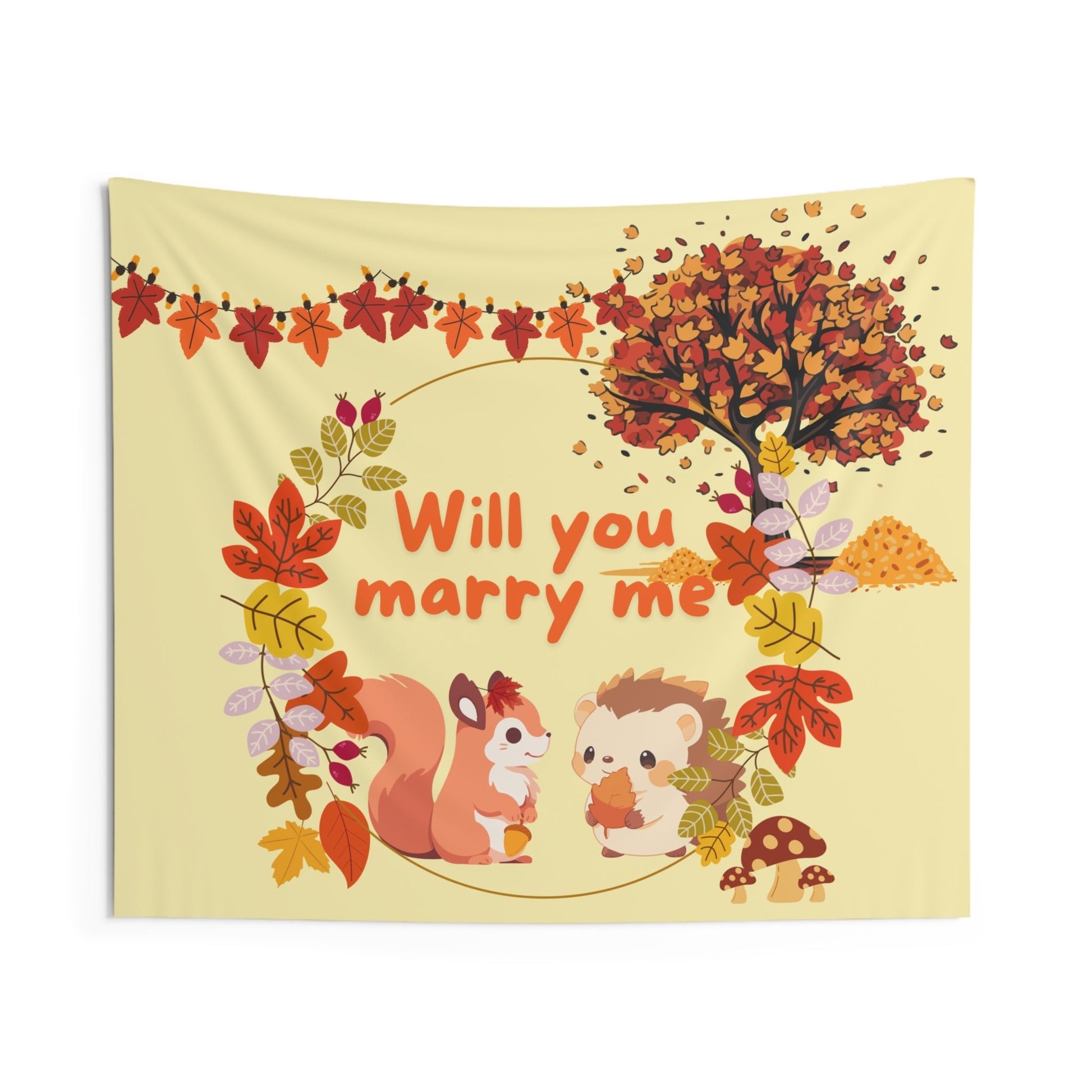 Indoor Wall Tapestries - Marry Me Theme Squirrel & Hedgehog - Nanalili