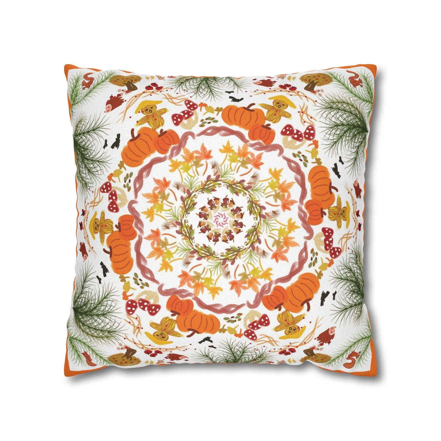 Mandala Inspired Pattern Autumn Elements Pillowcase - Nanalili