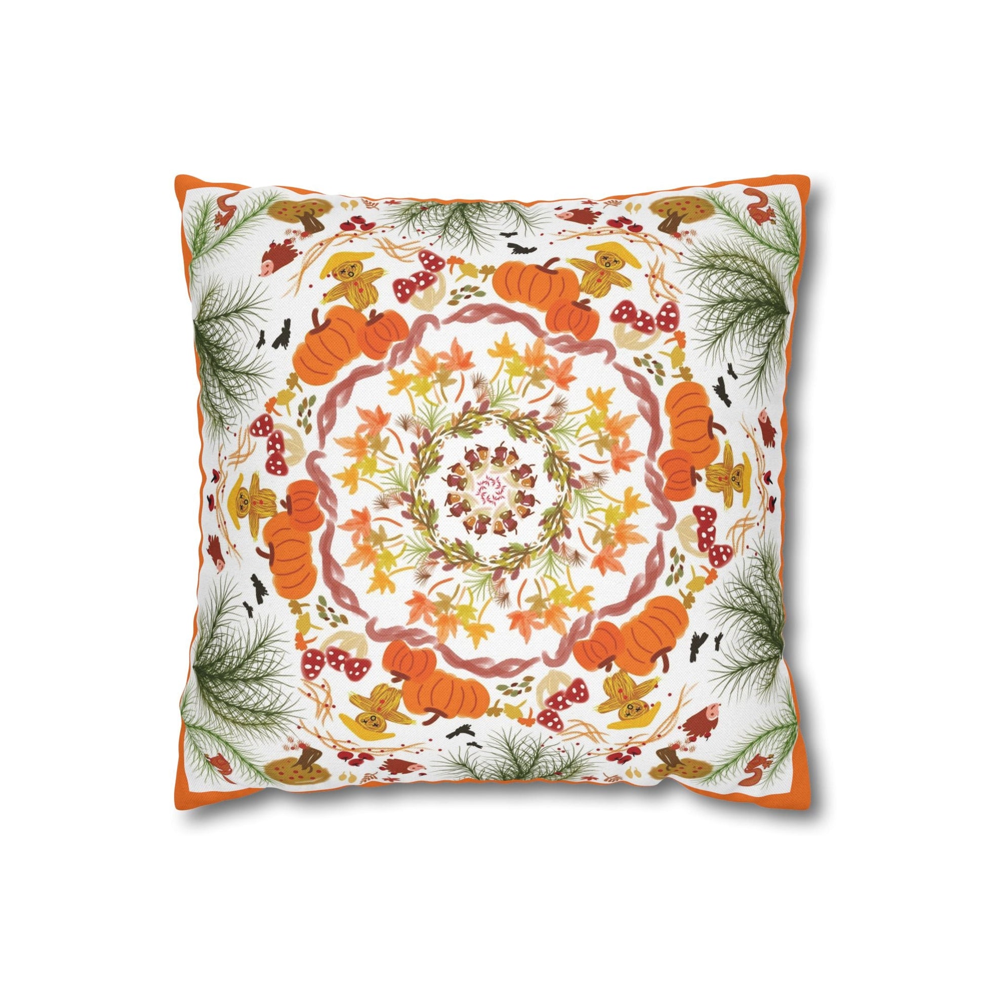 Mandala Inspired Pattern Autumn Elements Pillowcase - Nanalili