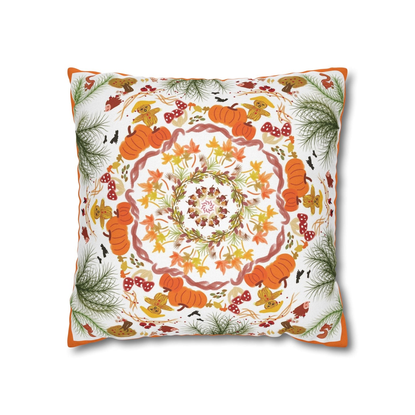 Mandala Inspired Pattern Autumn Elements Pillowcase - Nanalili