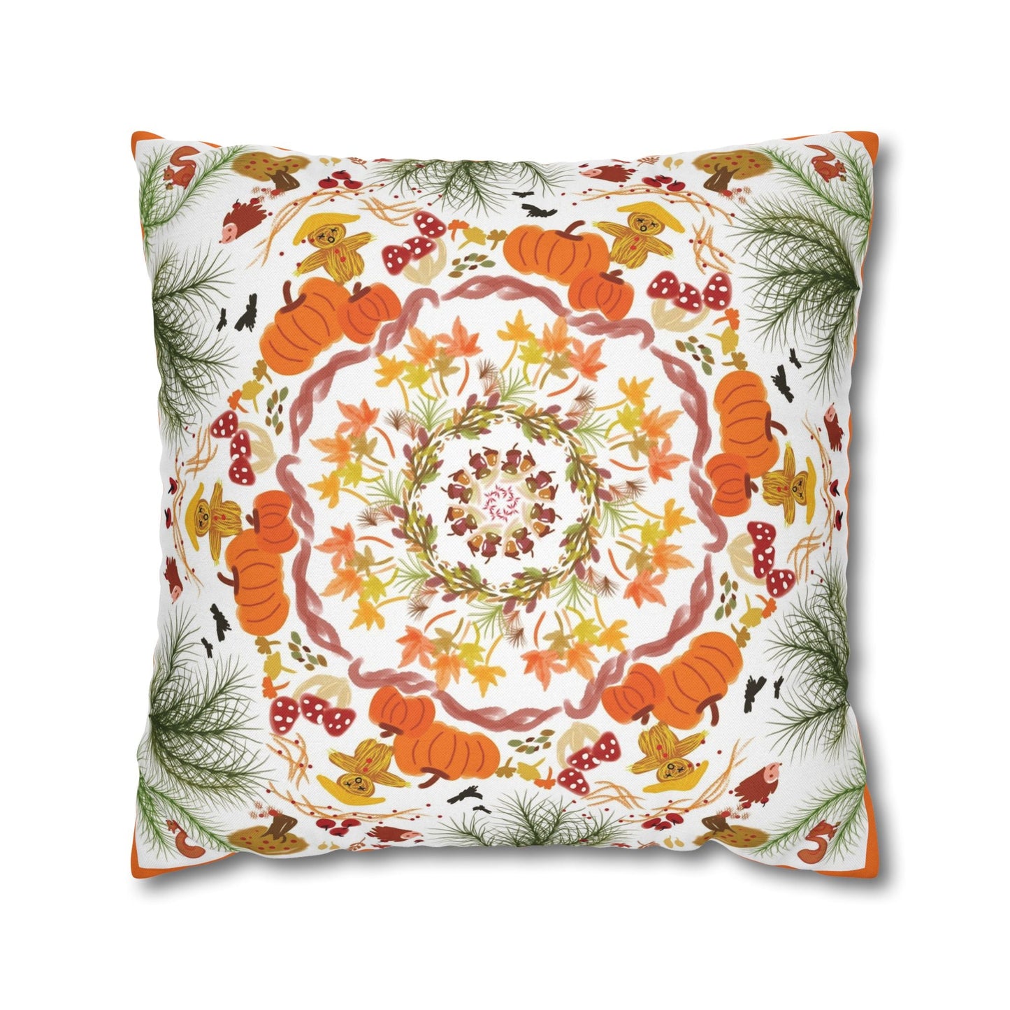 Mandala Inspired Pattern Autumn Elements Pillowcase - Nanalili