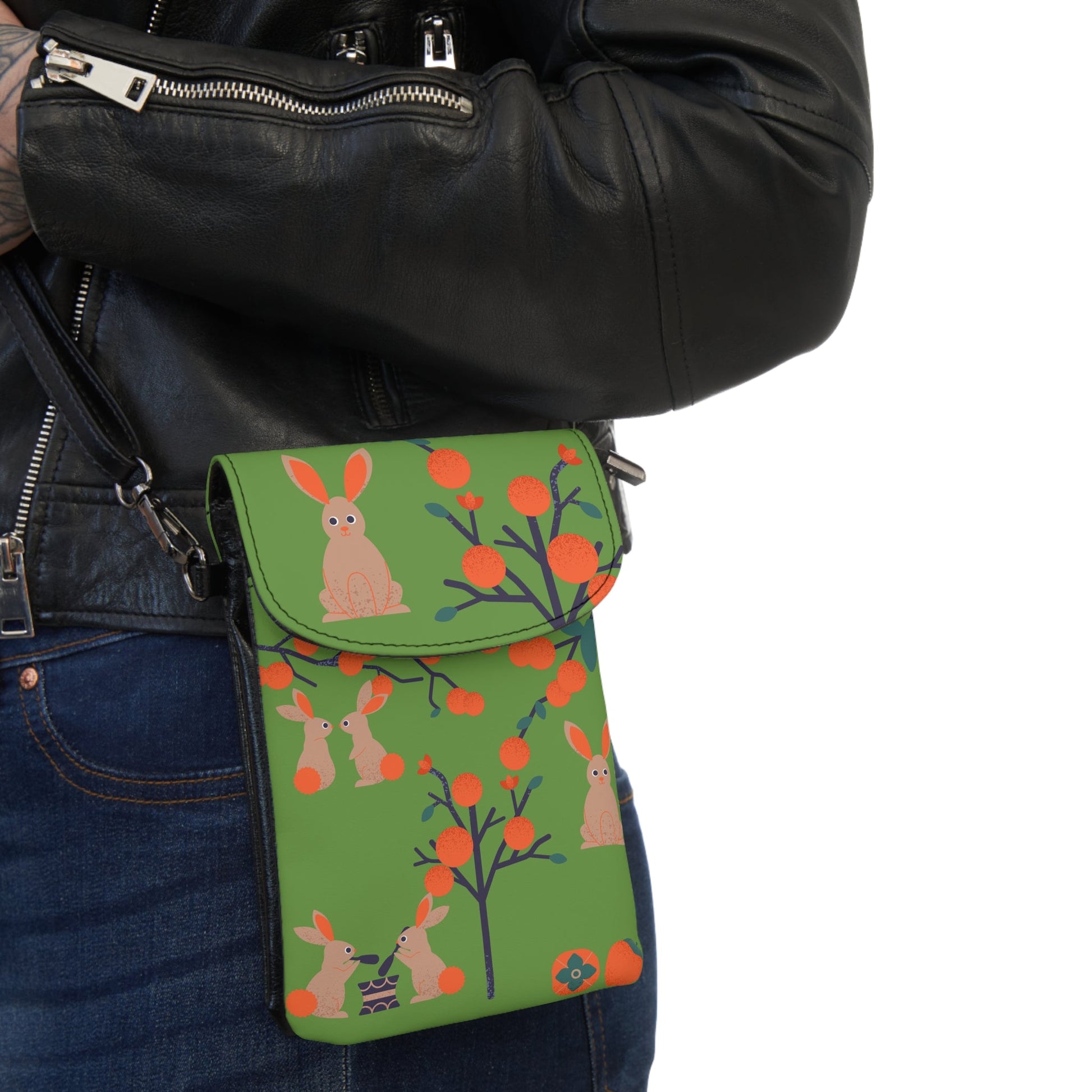 Phone Wallet Crossbody Bag - Bunnies & Persimmon - Nanalili