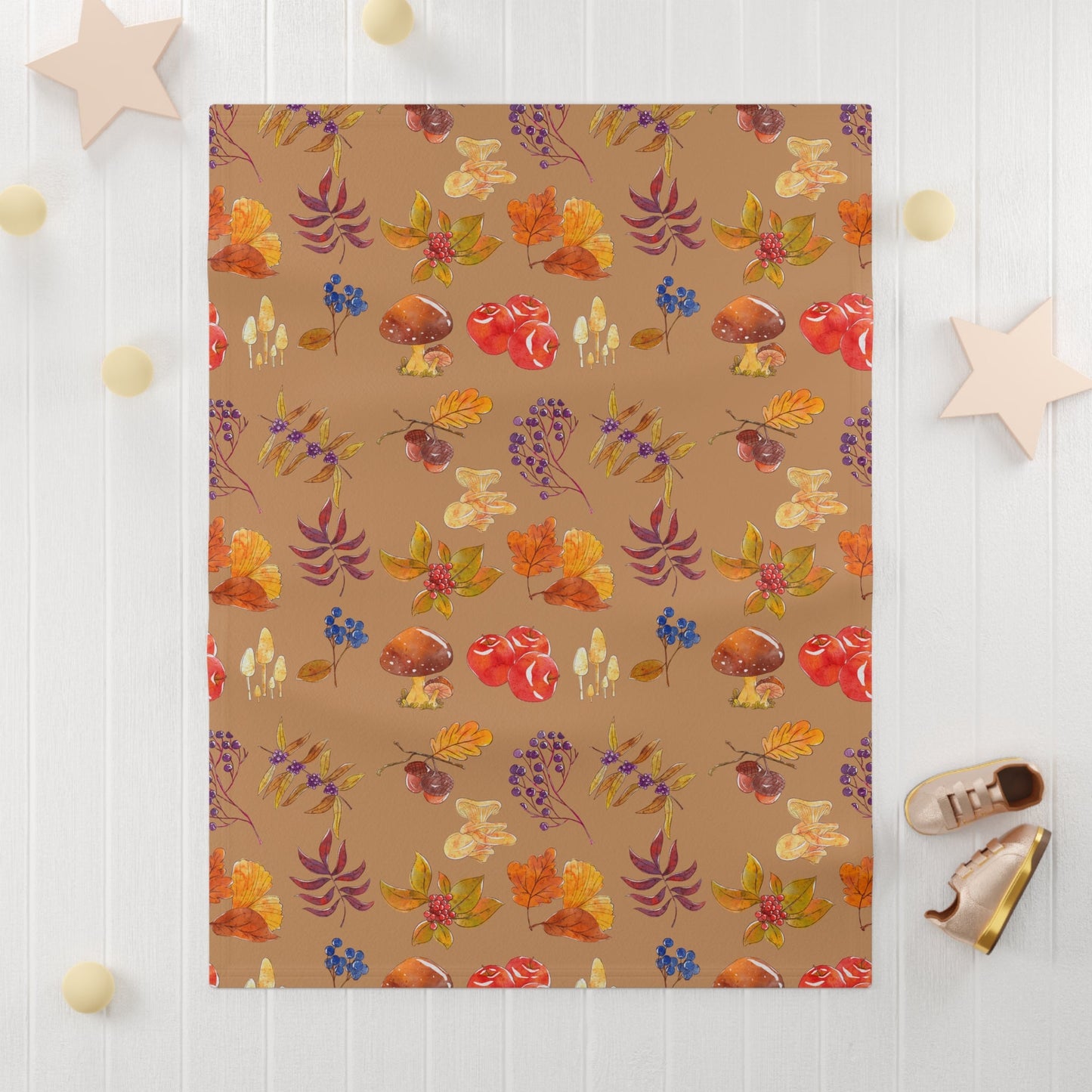 Soft Fleece Baby Blanket - Autumn Leaves - Nanalili