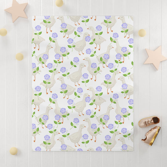 Soft Fleece Baby Blanket - Greese& Hydrangeas - Nanalili