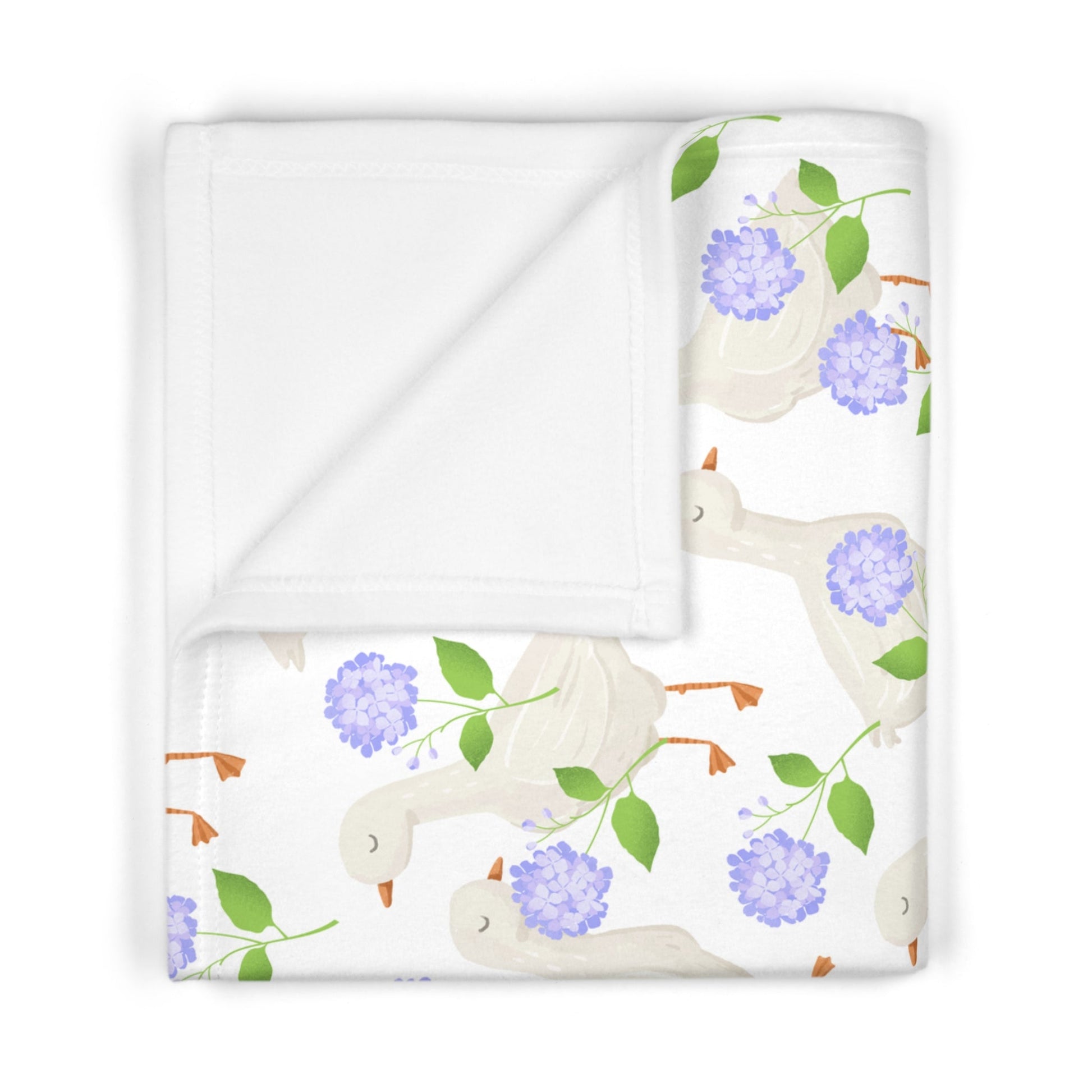 Soft Fleece Baby Blanket - Greese& Hydrangeas - Nanalili