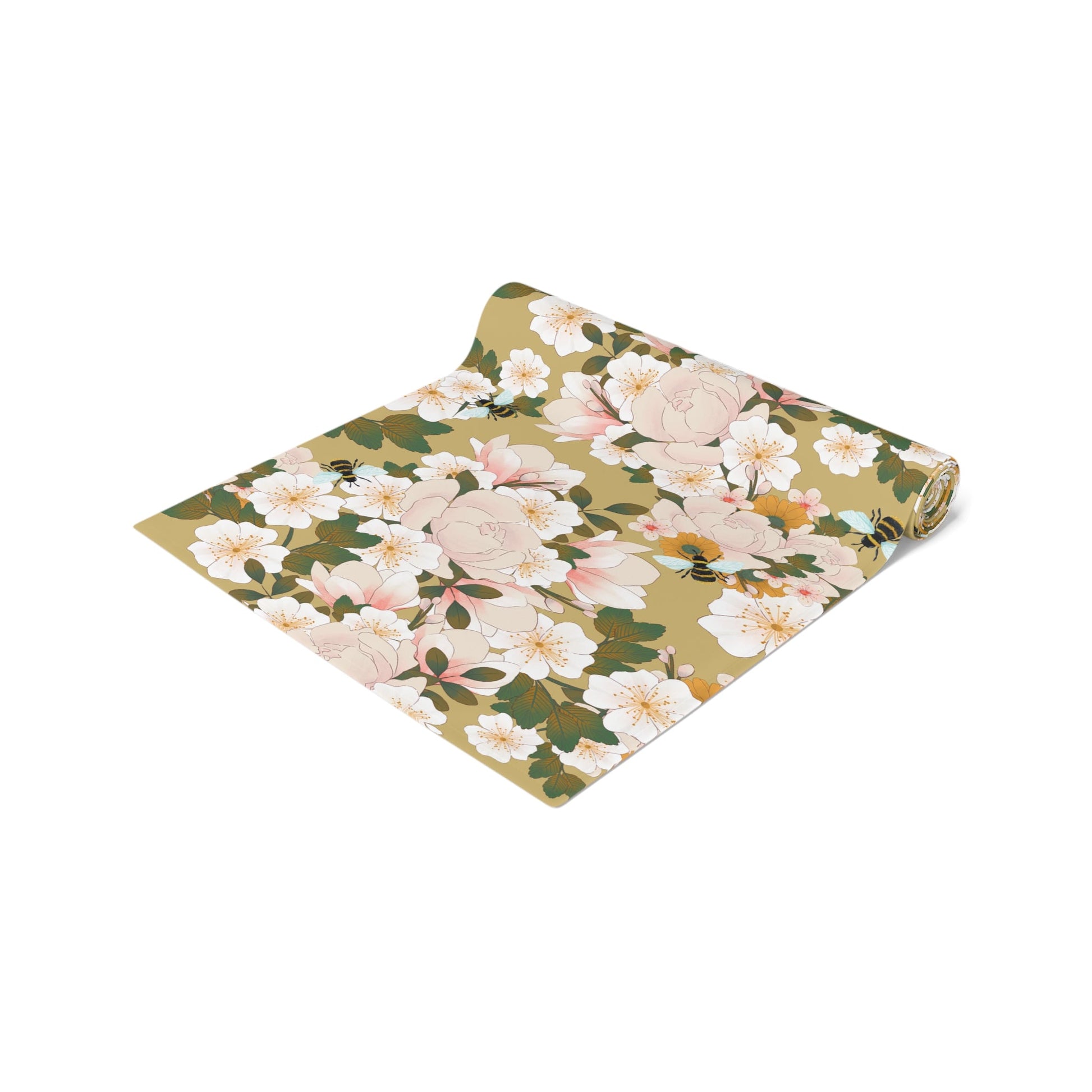 Table Runner - Bees & White Flowers - Nanalili