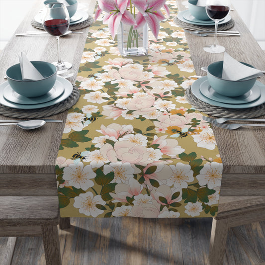 Table Runner - Bees & White Flowers - Nanalili