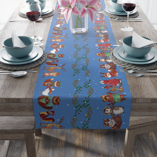 Table Runner - Christmas Animals Deep Blue - Nanalili