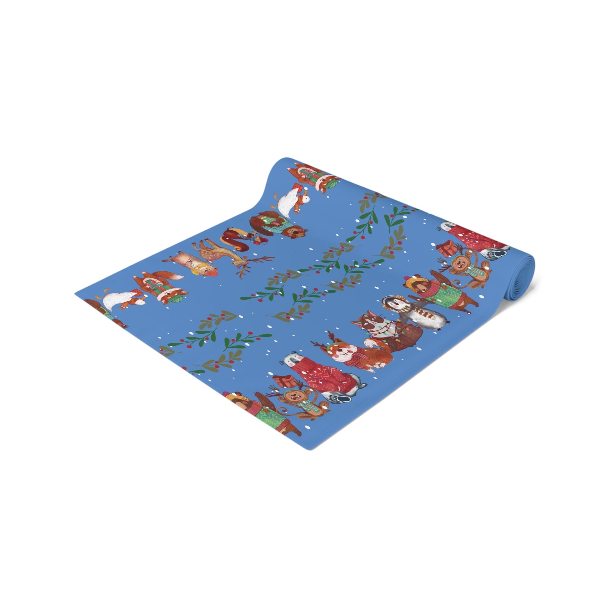 Table Runner - Christmas Animals Deep Blue - Nanalili