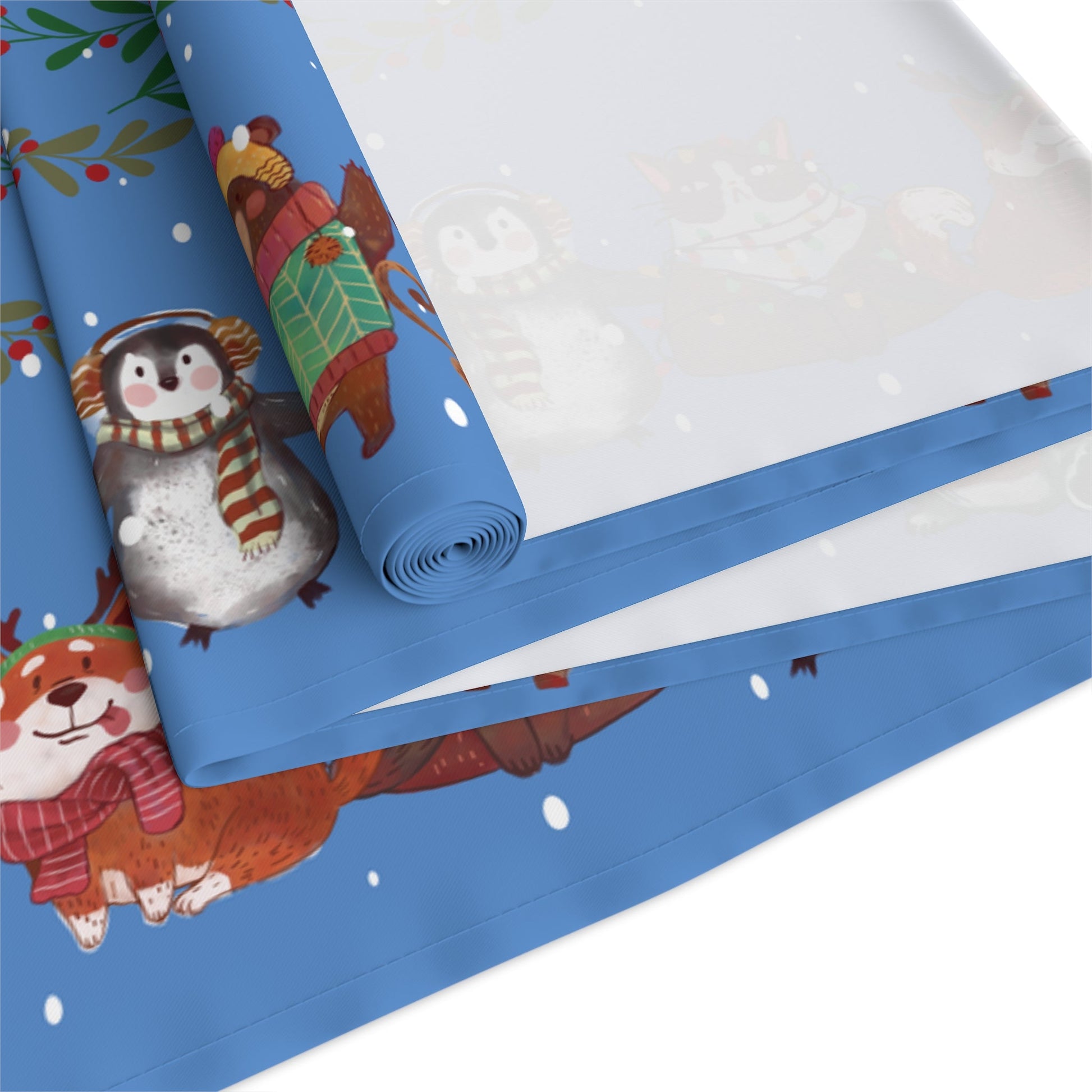 Table Runner - Christmas Animals Deep Blue - Nanalili