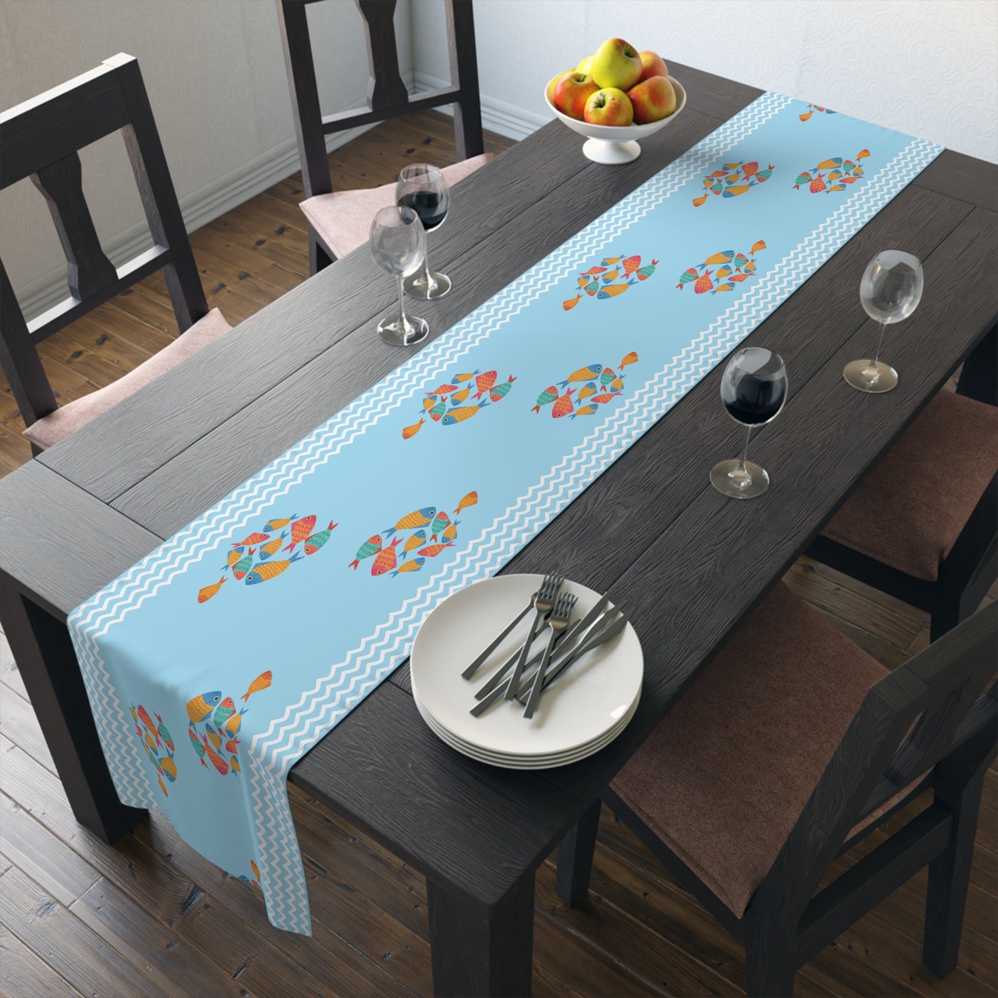 Table Runner - School of Fish Clear Blue - Nanalili